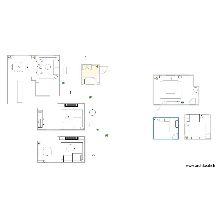 Sim. Plan de 4 pièces et 54 m2