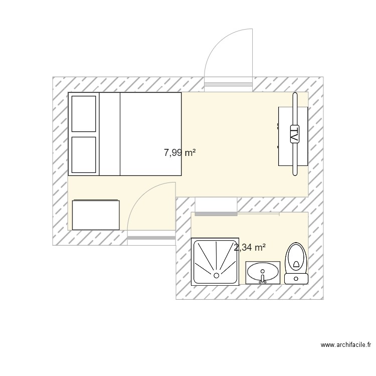 modif garage. Plan de 2 pièces et 10 m2