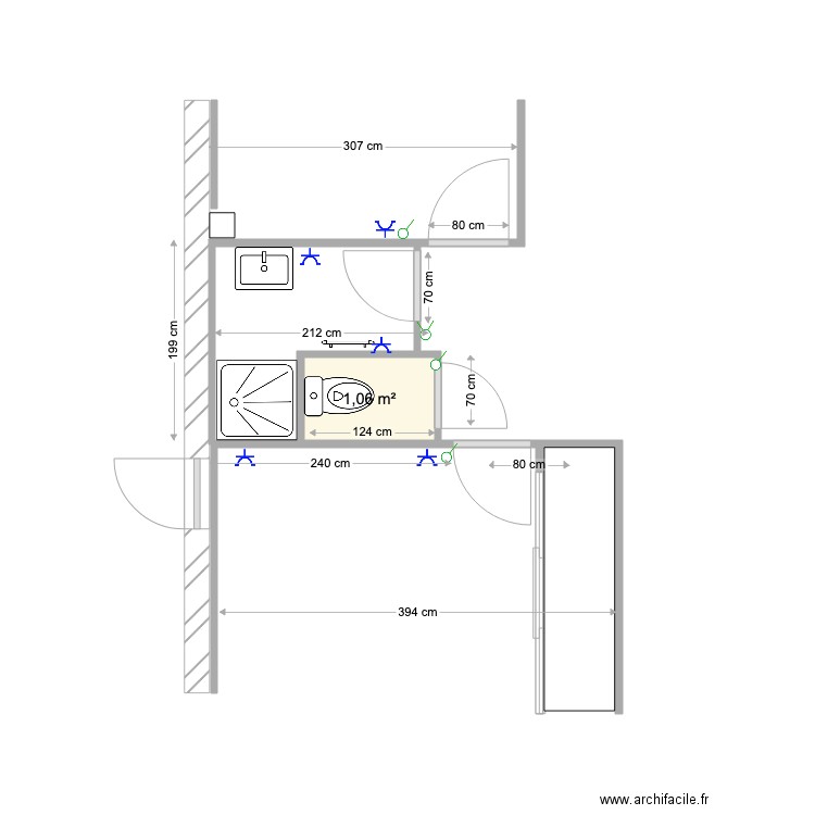 Sdb chambre amis et WC. Plan de 0 pièce et 0 m2