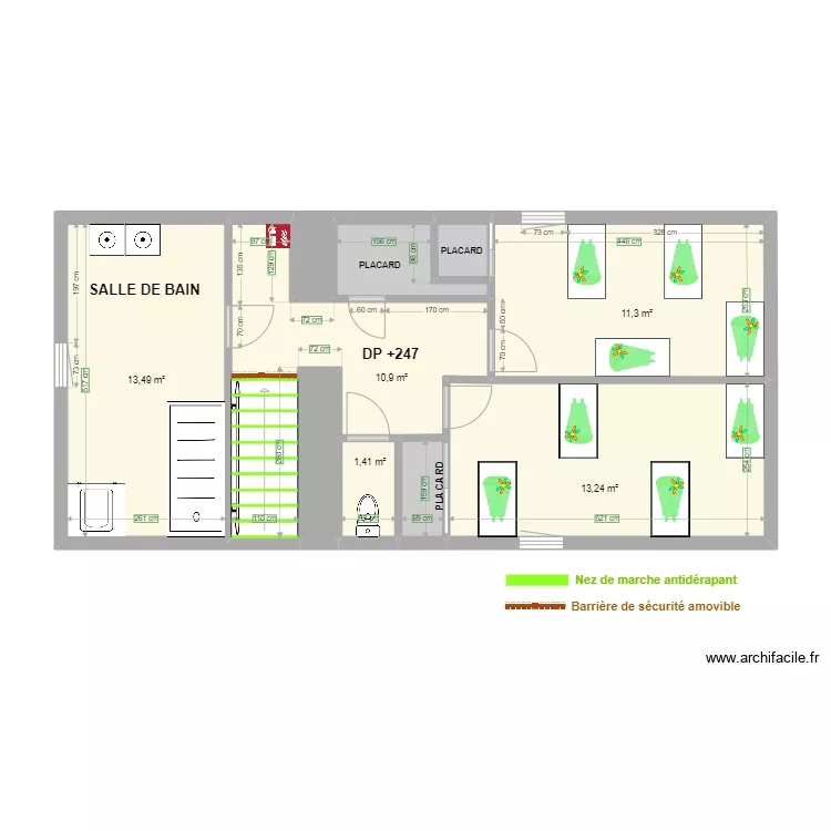 MAM A COCO 1 er &eacute;tage apr&egrave;s travaux. Plan de 