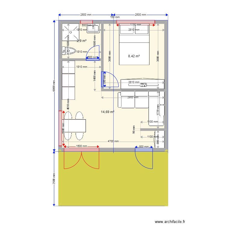 30 КР1. Plan de 4 pièces et 37 m2