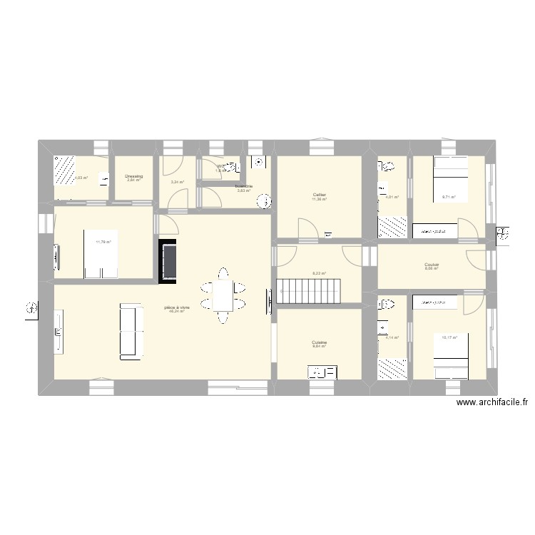 Maison Vieille 1. Plan de 15 pièces et 139 m2