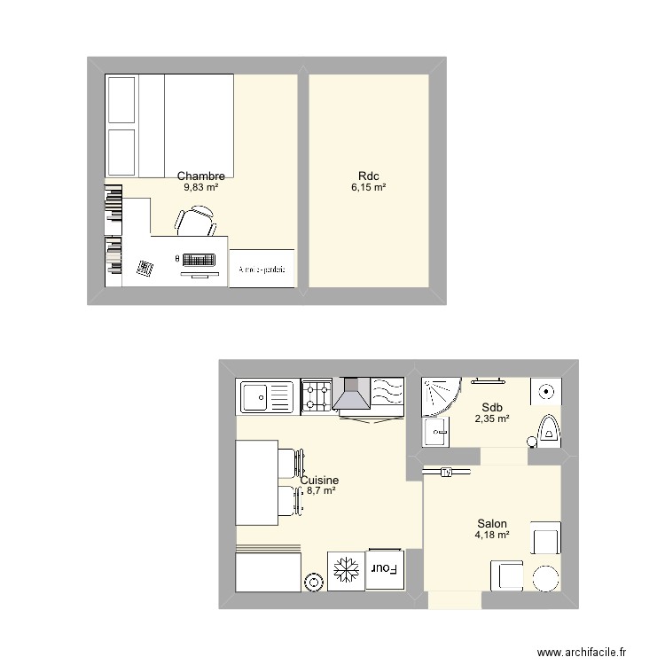 Anglais Tiny house. Plan de 5 pièces et 31 m2