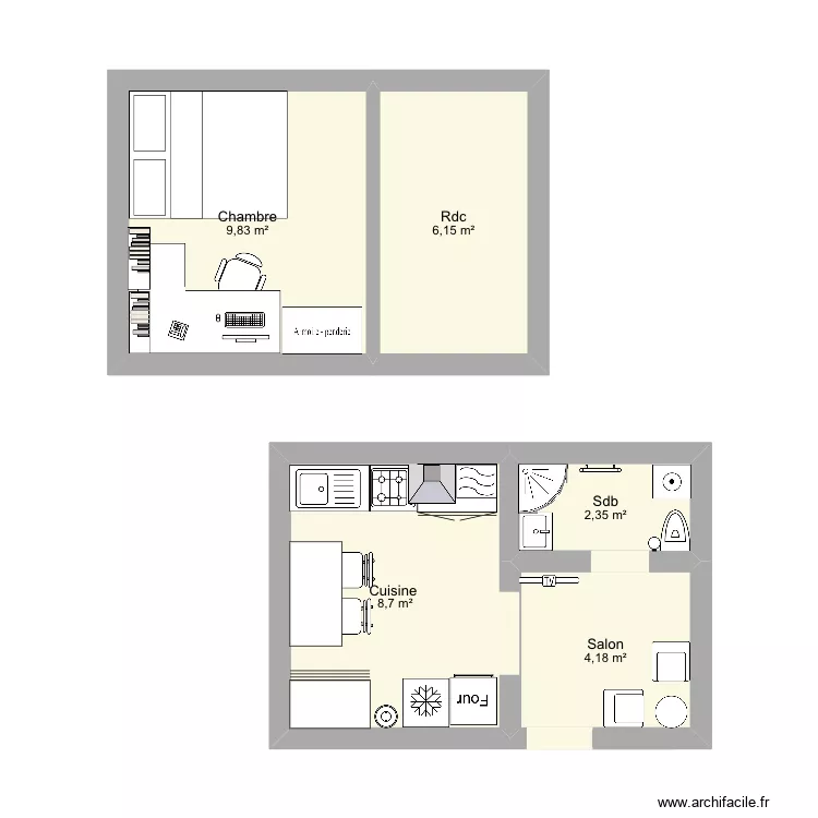 Anglais Tiny house. Plan de 