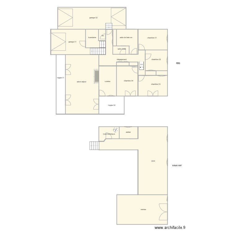 truchaud am 1413. Plan de 23 pièces et 265 m2