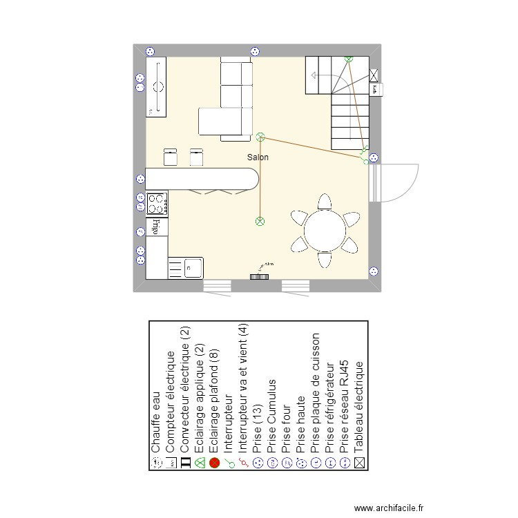 Maison Steve. Plan de 3 pièces et 45 m2