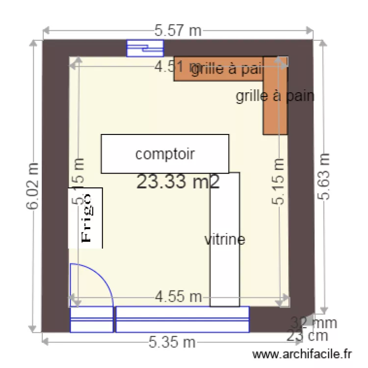 boulangerie. Plan de 