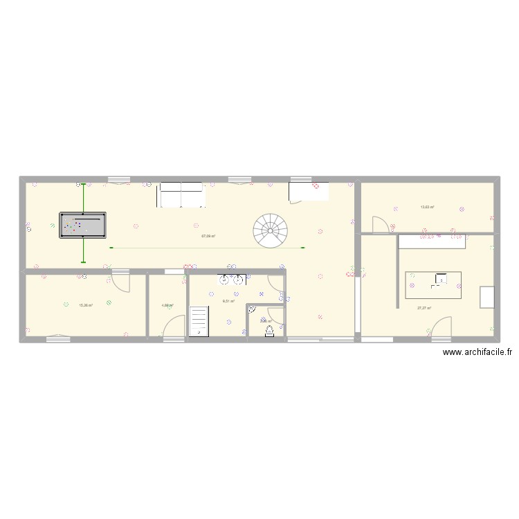 ELEC. Plan de 13 pièces et 229 m2