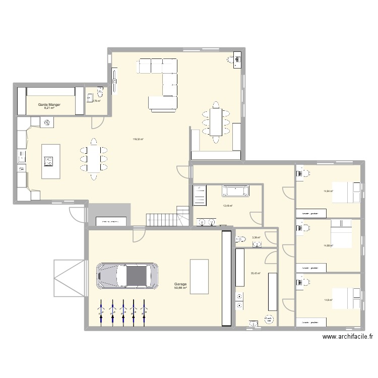 Maison test. Plan de 14 pièces et 360 m2