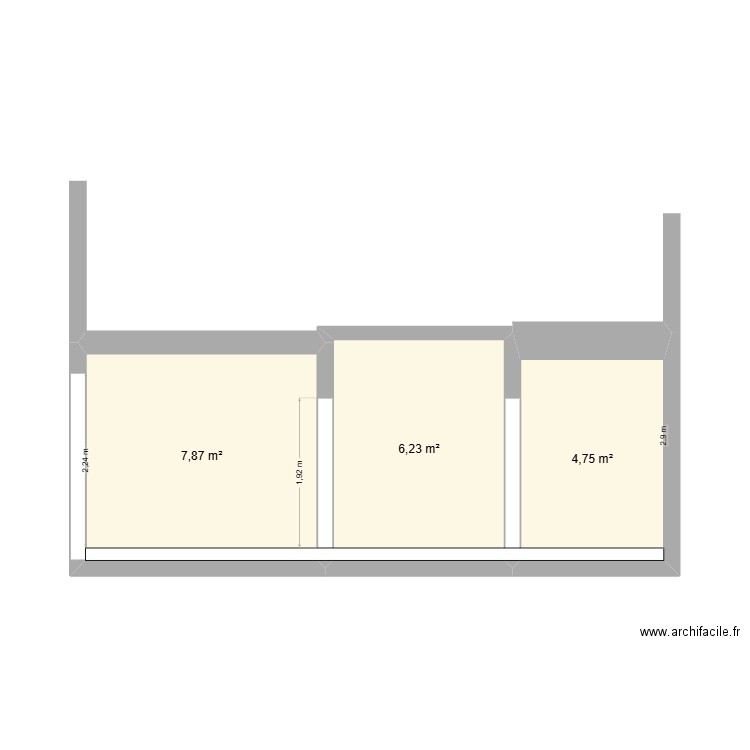 Saint-Martin-sur-La-Chambre - coupe plancher. Plan de 3 pièces et 19 m2