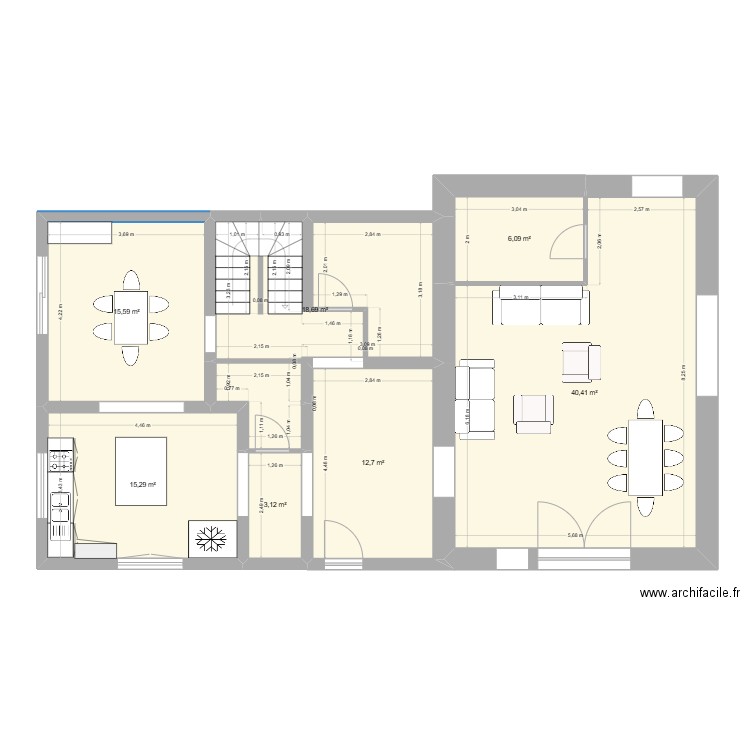 rdc montcet 4. Plan de 7 pièces et 112 m2