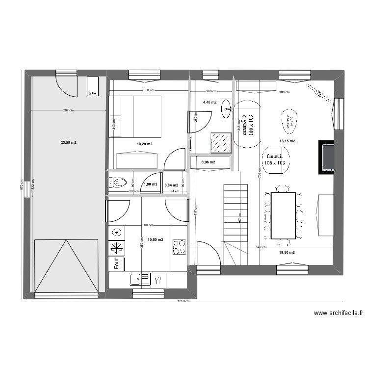 Grèbes 27 - RdC - S. Plan de 5 pièces et 85 m2