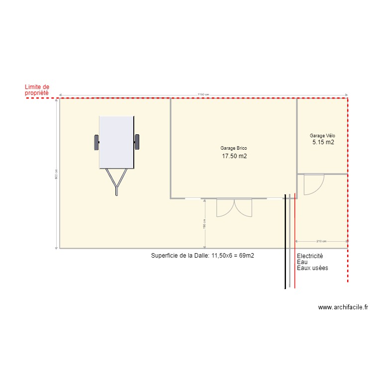 Plan garage Auvent Droite Permis Sans auvent. Plan de 0 pièce et 0 m2