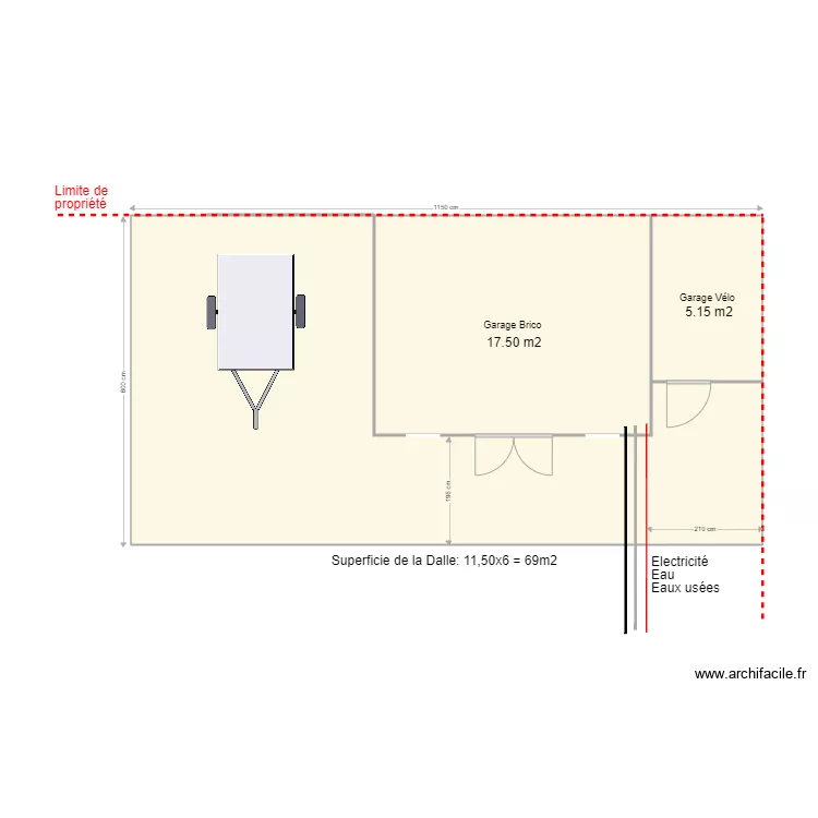 Plan garage Auvent Droite Permis Sans auvent. Plan de 