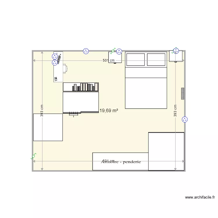 CHAMBRE BUREAU. Plan de 