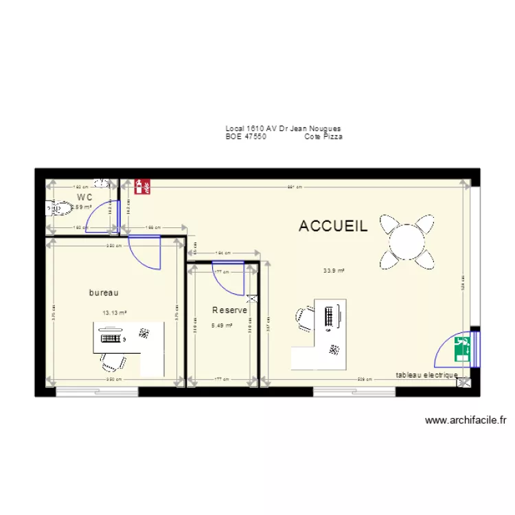 bureau Droit 1610 BOE. Plan de 