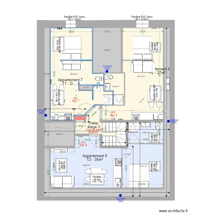 Pasteur Etage 3 f. Plan de 0 pièce et 0 m2