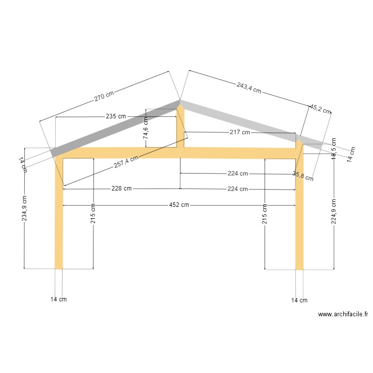 coupe0013. Plan de 1 pièce et 1 m2