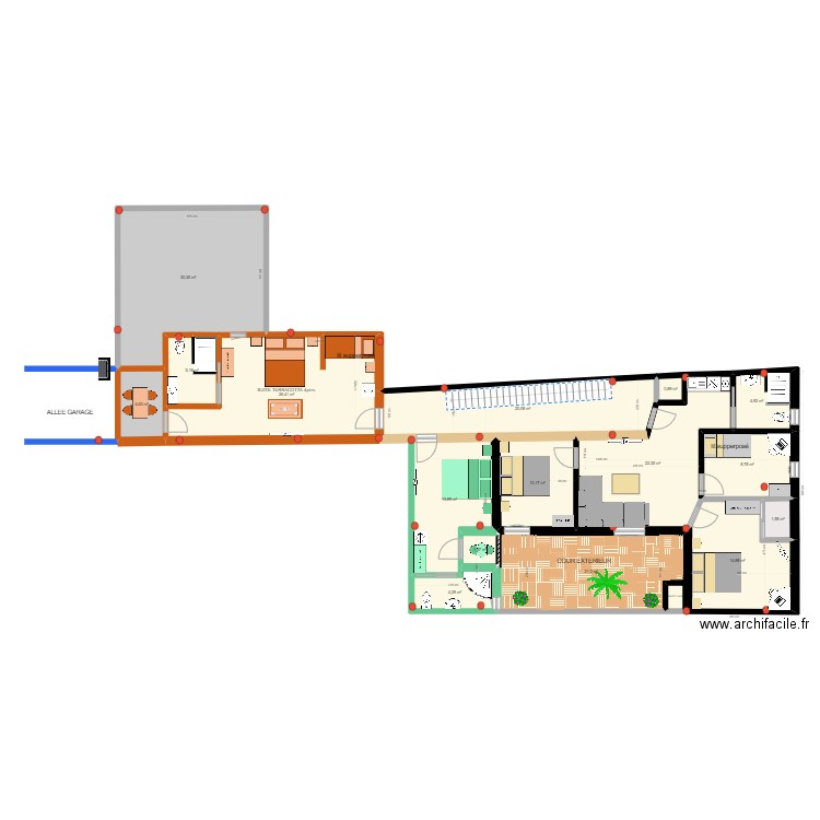 2eme. Plan de 16 pièces et 191 m2