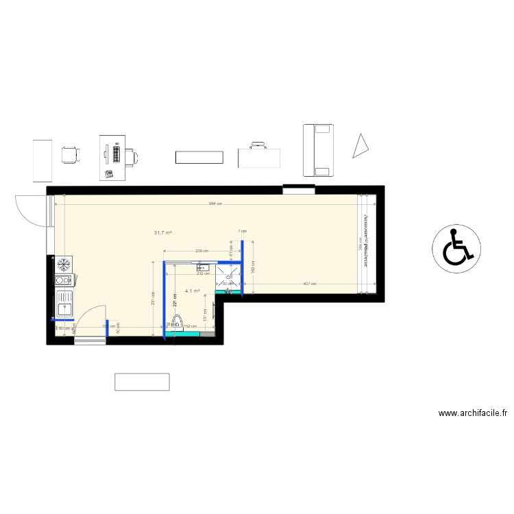 plan LOCAL après travaux sans meubles. Plan de 0 pièce et 0 m2