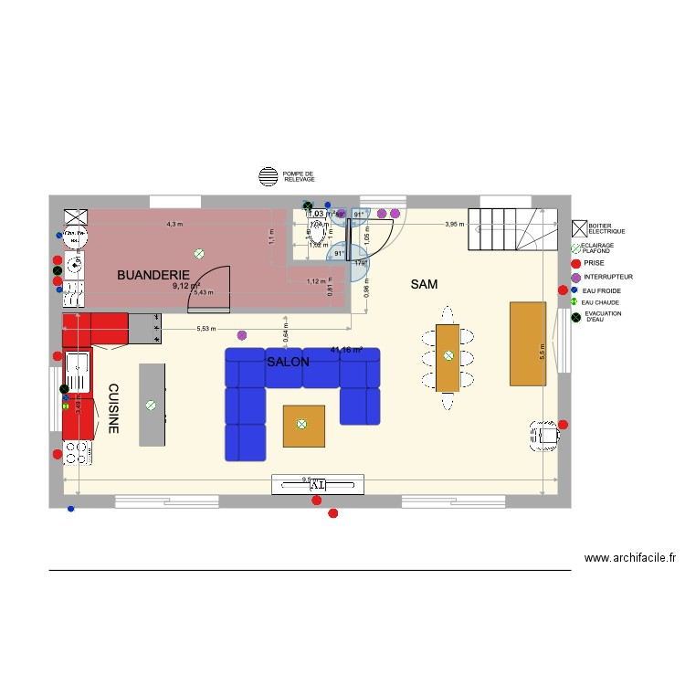 PROJET 3 1ER ETAGE. Plan de 3 pièces et 51 m2