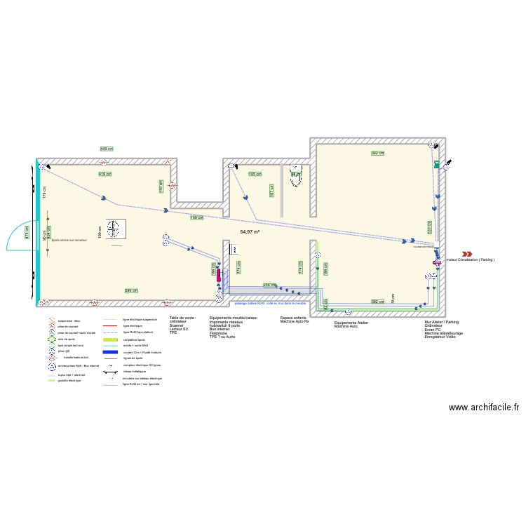 LAJARRIGE x LLB RJ45. Plan de 1 pièce et 55 m2