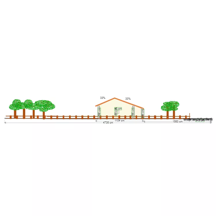 plan fa&ccedil;ade Ouest Hourtin avant. Plan de 