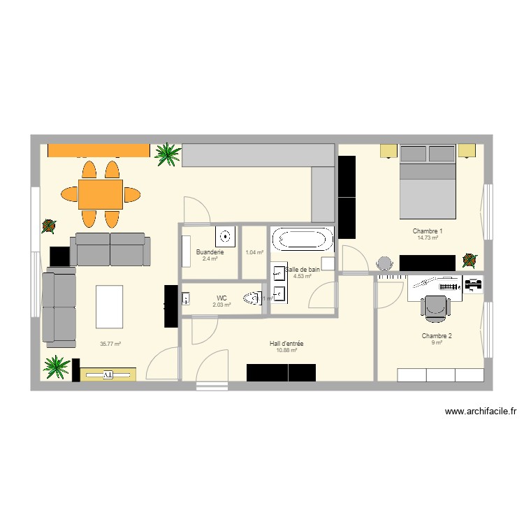 Appartement CSE 1 Plan 9 pièces 80 m2 dessiné par Alain VdM