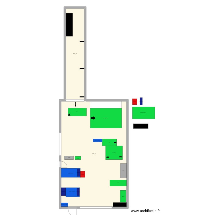 tour hydride . Plan de 2 pièces et 151 m2