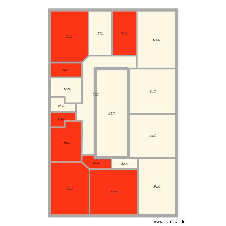 babiloniia. Plan de 18 pièces et 234 m2