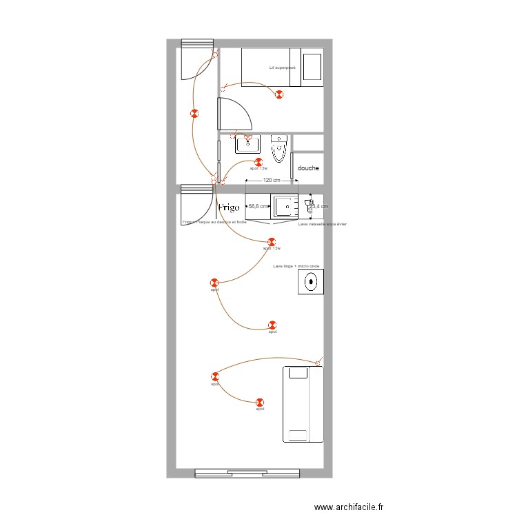 SARRE. Plan de 6 pièces et 32 m2