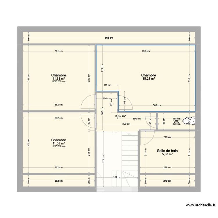 Equillemont 1 amenagement. Plan de 14 pièces et 123 m2