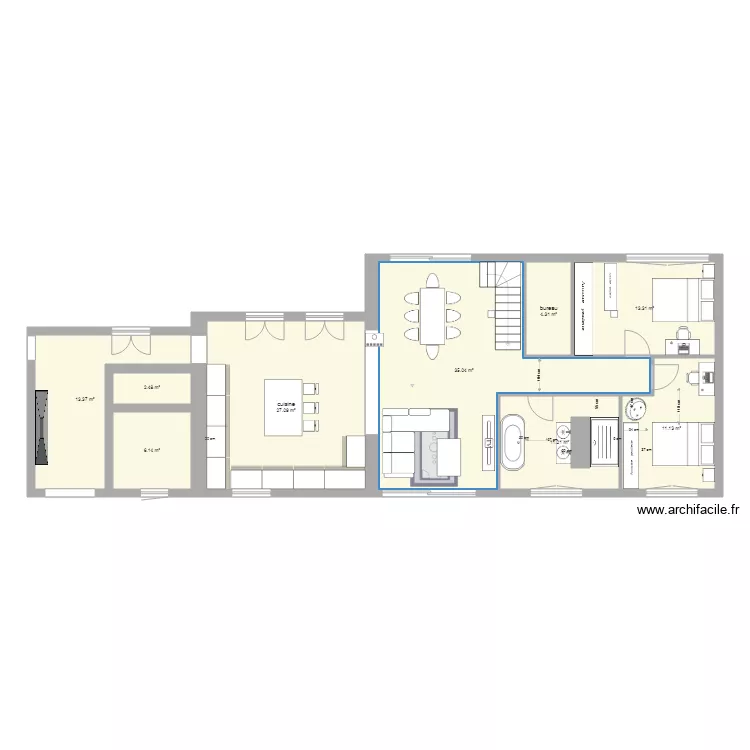 distribution pi&egrave;ce 80m. Plan de 