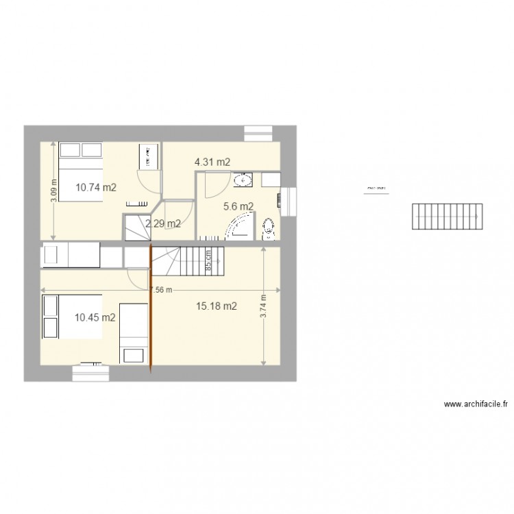 grange V27 1 er étage 19 déc cotes sdb. Plan de 0 pièce et 0 m2