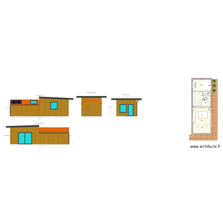 Extension 3.0. Plan de 4 pièces et 30 m2
