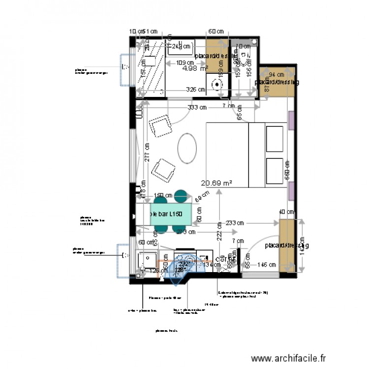 Plan projet 2 bis appartement MOLINARO. Plan de 0 pièce et 0 m2