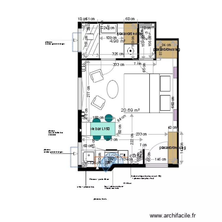 Plan projet 2 bis appartement MOLINARO. Plan de 