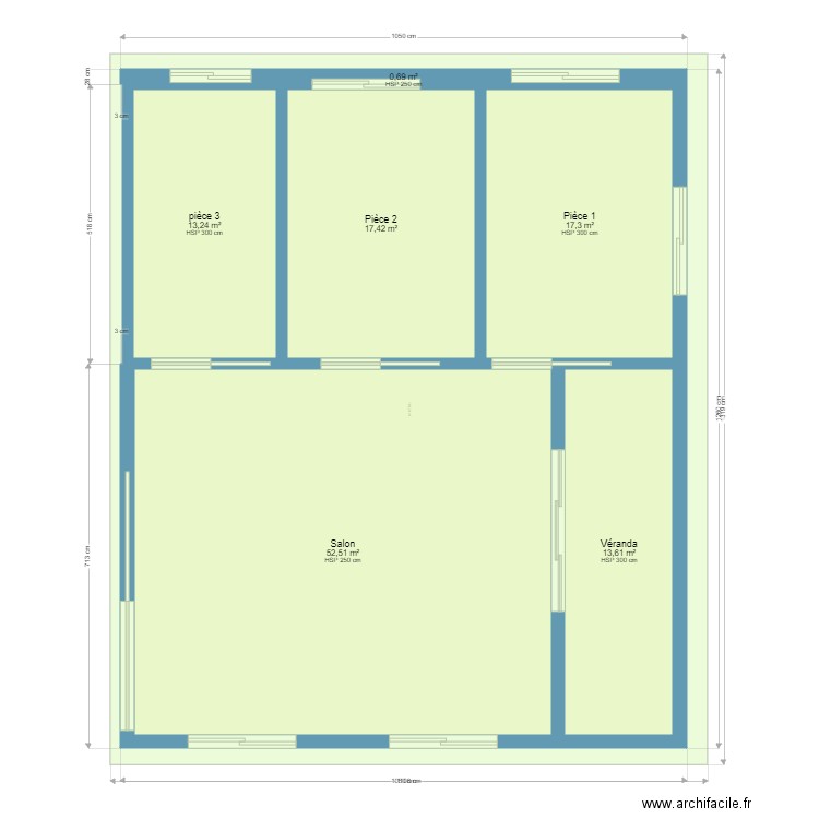 test Plan maison La Mine. Plan de 6 pièces et 115 m2