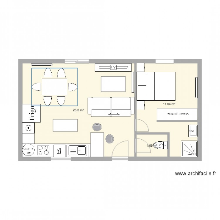 plan maison 45m2. Plan de 0 pièce et 0 m2