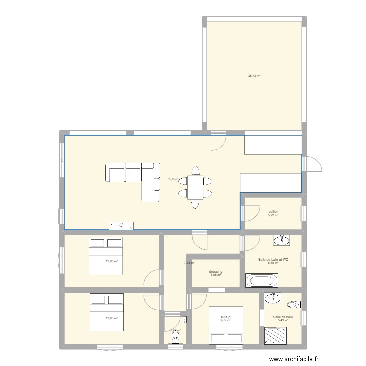 maison g. Plan de 11 pièces et 154 m2