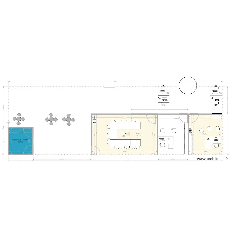 GARAGE LE NATIONAL AMENAGEMENT INTERIEUR V2. Plan de 3 pièces et 62 m2