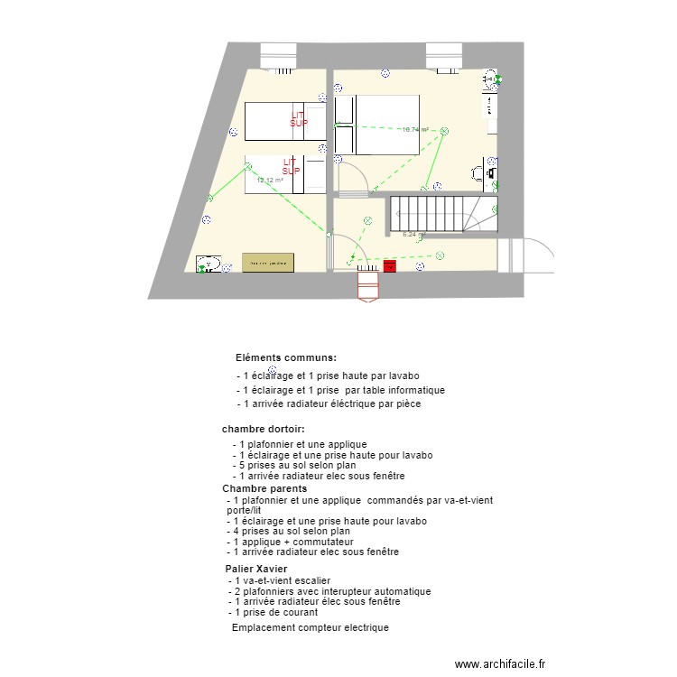  electricité étage Xav. Plan de 0 pièce et 0 m2