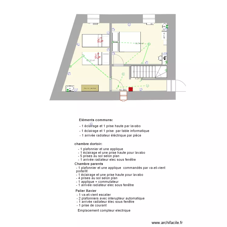  electricit&eacute; &eacute;tage Xav. Plan de 
