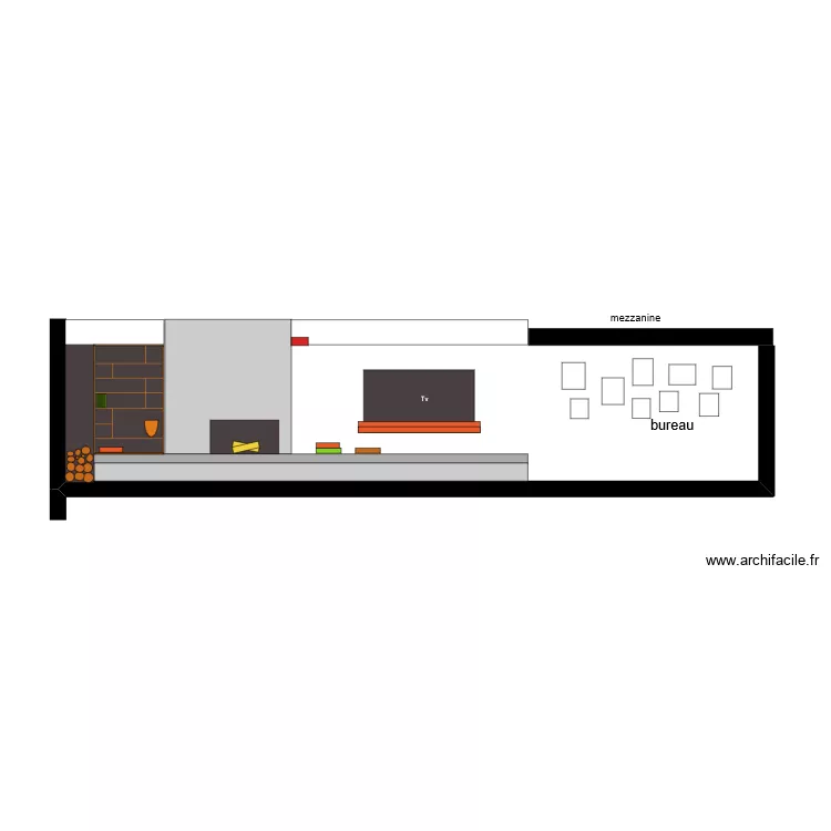 Loft mur chemin&eacute;e v4. Plan de 