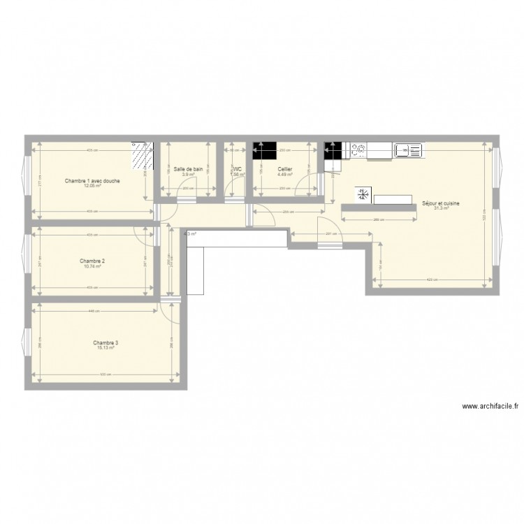 plan appartement 83 m2