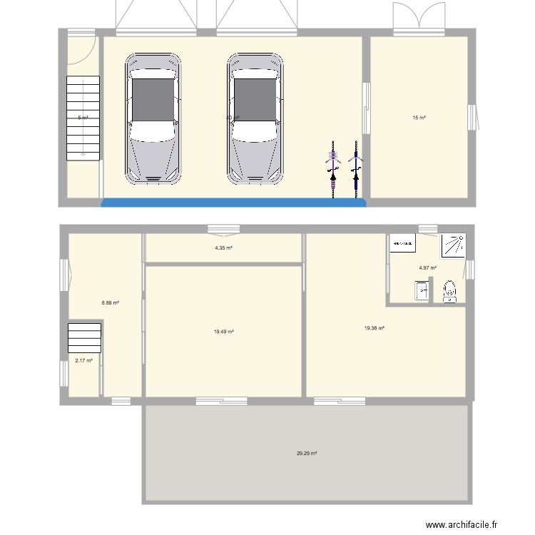garage plus salle soins. Plan de 0 pièce et 0 m2