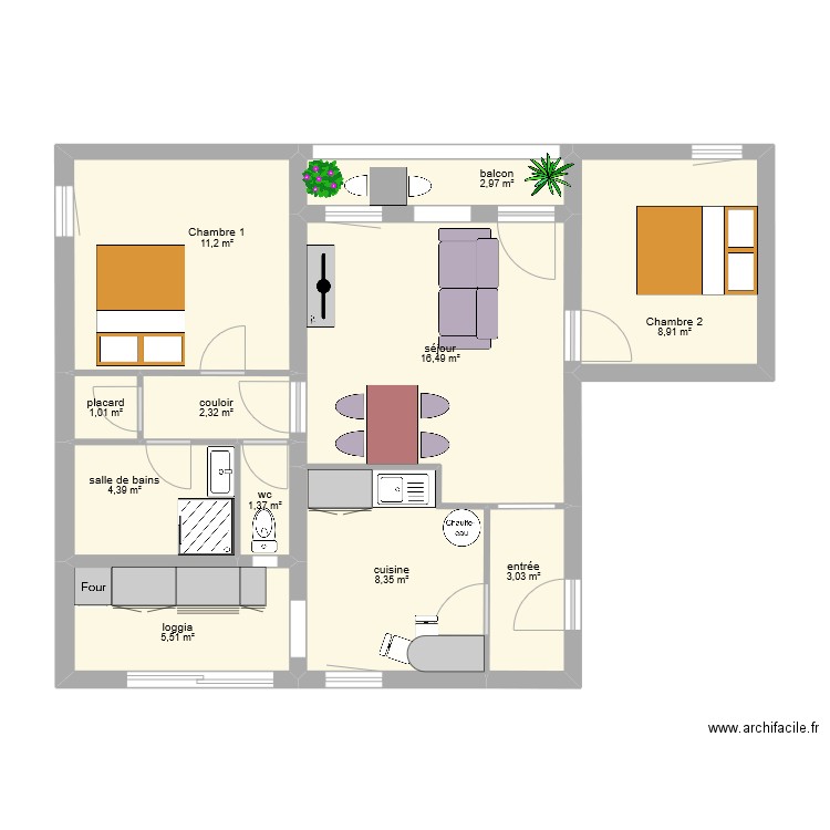 FELICETTI. Plan de 11 pièces et 66 m2