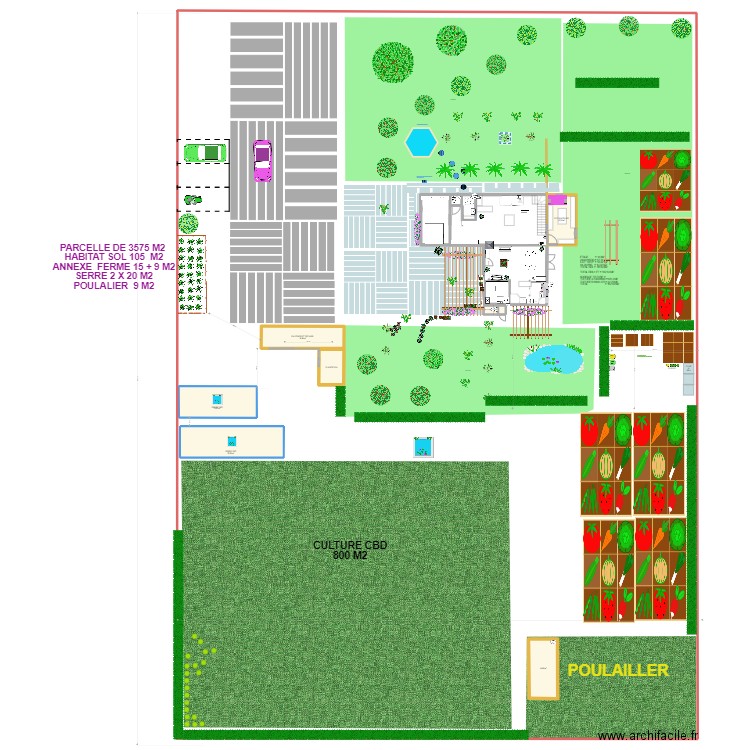 PROJET ECOLIEUX . Plan de 8 pièces et 119 m2