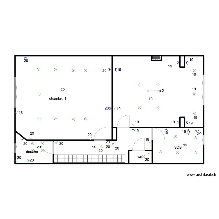 Anne 1 er etage 4. Plan de 7 pièces et 72 m2