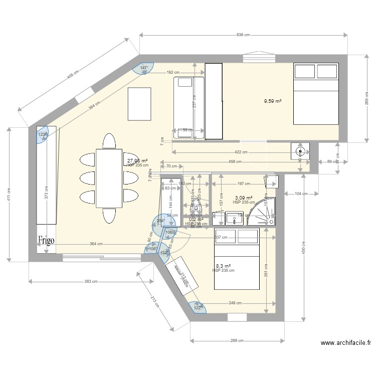 SAUZE PLAN 1 V14052022. Plan de 5 pièces et 49 m2